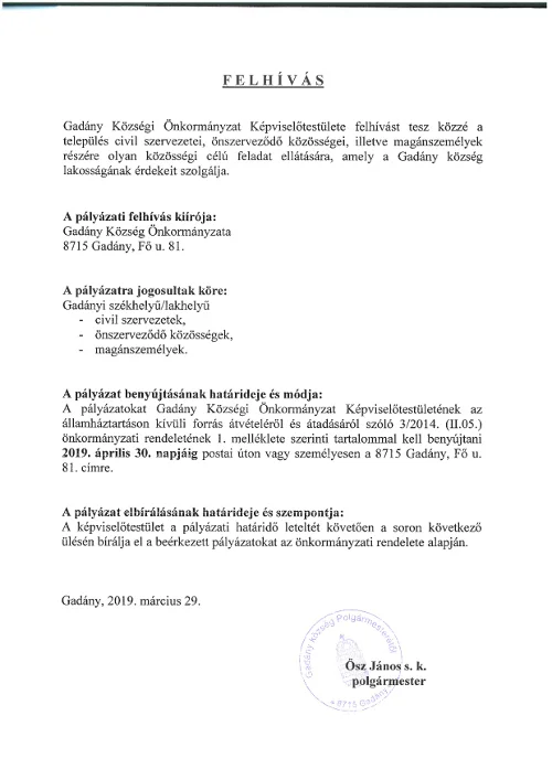 palyazat kozossegi feladatellatas 2019 G